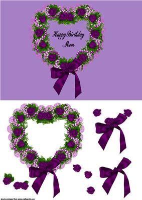Hearts and Roses Birthday Card Front Mom
