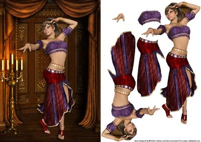 Gypsy Belly Dancer Card Front with Decoupage