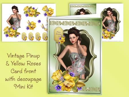Vintage Pinup and Yellow Roses Mini Kit
