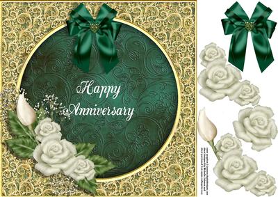 Emerald Anniversary 8x8 Card Topper with Decoupage