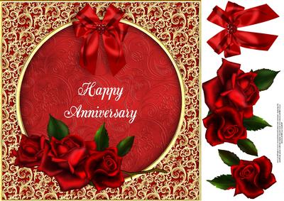 Ruby Wedding Anniversary 8x8 Card Topper with Decoupage
