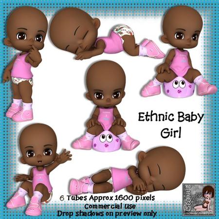 6 Cute Ethnic Baby Girl Poser Tubes