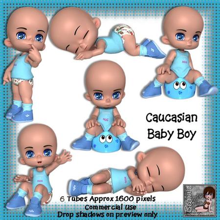 6 Cute Caucasian Baby Boy Poser Tubes