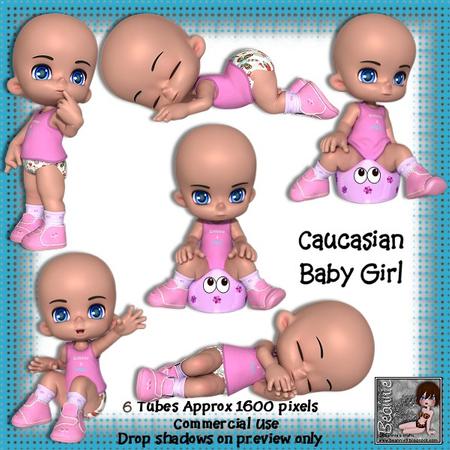 6 Cute Caucasian Baby Girl Poser Tubes