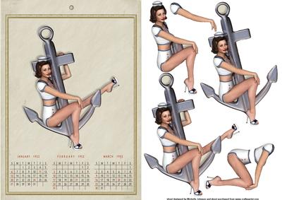 1950's Vintage Sailor Calender Girl Card Front