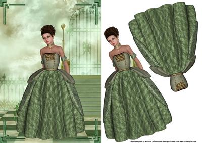 Lady in a Ballgown Cardfront with Decoupage