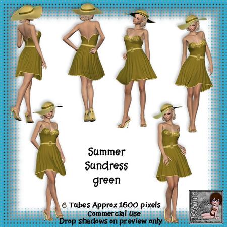 6 Ladies Summer Dress Green
