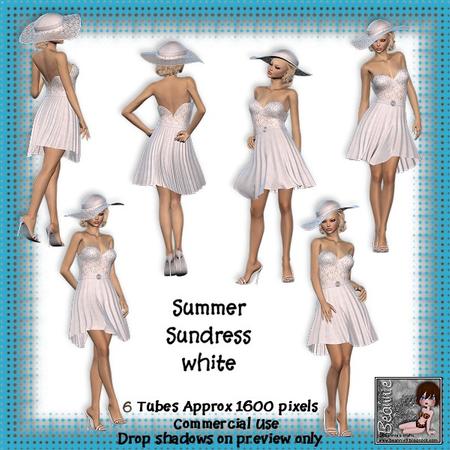 6 Ladies Summer Dress White Poser Tubes