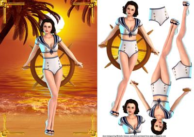Sailor Girl in the Sunset Card Front
