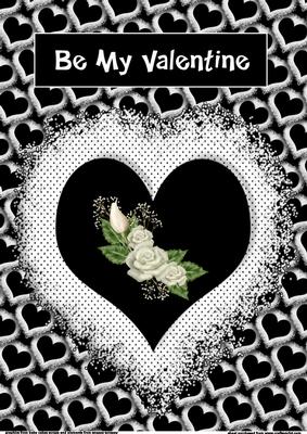 A4 Black and White Valentine Card