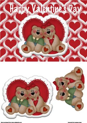 Cute Teddy Valentines Card Front