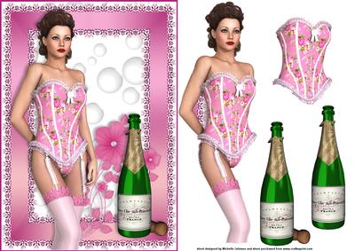 Vintage Corset and Champagne Card Front