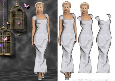 Lady in an Elegant Dress and Butterflies Card Front
