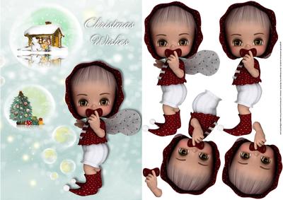Christmas Wishes Card Front with Decoupage