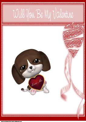 Will You Be My Valentine Love Pup A4 Card