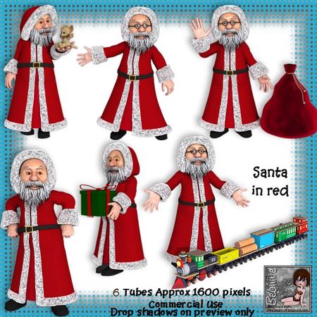 6 Santa Poser Tubes in Red