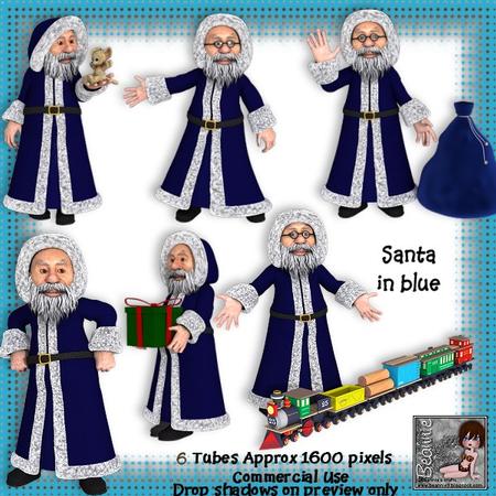 6 Santa Poser Tubes in Blue