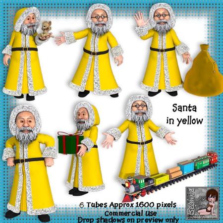 6 Santa Poser Tubes in Yellow