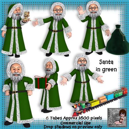 6 Santa Poser Tubes in Green