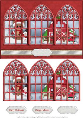 Reindeer Christmas Window Scene