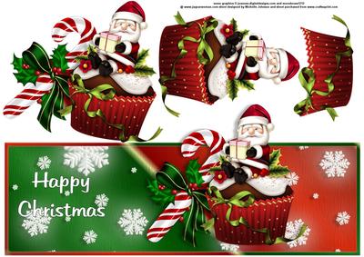 Santas Christmas Cupcake Over the Top Large Card