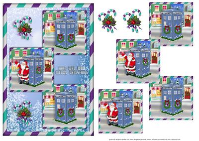 Santa Dr Who and Candy Cane Three Square Quick Card