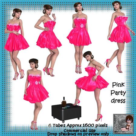 6 Pink Party Dress Poser Tubes