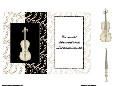 Violin and Music Fold Back Card