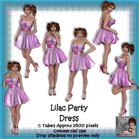 6 Lilac Party Dress Poser Tubes