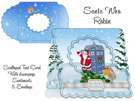 Santa Who Robin Scalloped Tent Card Kit