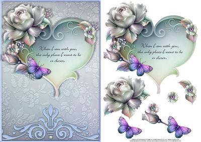Romance Roses and Butterfly Card Front