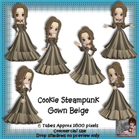 6 Cookie Steampunk Gown in Beige Poser Tubes