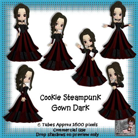 6 Cookie Steampunk Gown in Dark Poser Tubes
