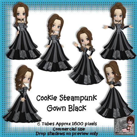 6 Cookie Steampunk Gown in Black Poser Tubes