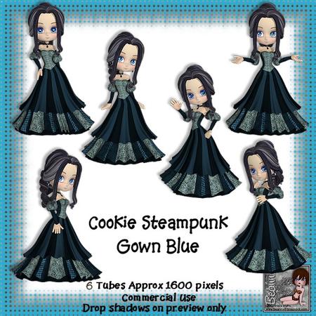 6 Cookie Steampunk Gown in Blue Poser Tubes
