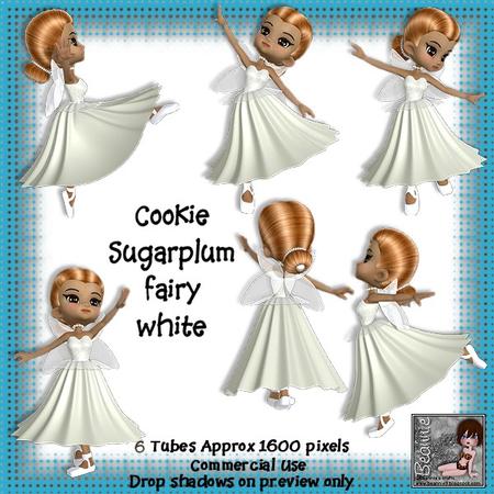 6 Cookie Sugarplum Fairy Ballet Dancer in White Poser Tubes