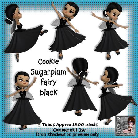 6 Cookie Sugarplum Fairy Ballet Dancer in Black Poser Tubes