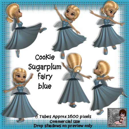 6 Cookie Sugarplum Fairy Ballet Dancer in Blue Poser Tubes