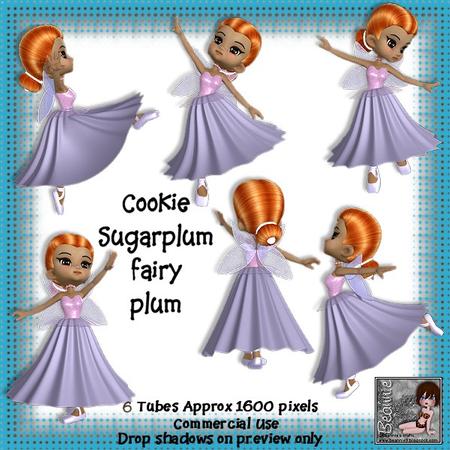 6 Cookie Sugarplum Fairy Ballet Dancer in Plum Poser Tubes