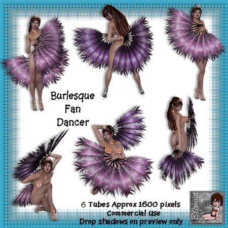 6 Burlesque Fan Dancer Poser Tubes
