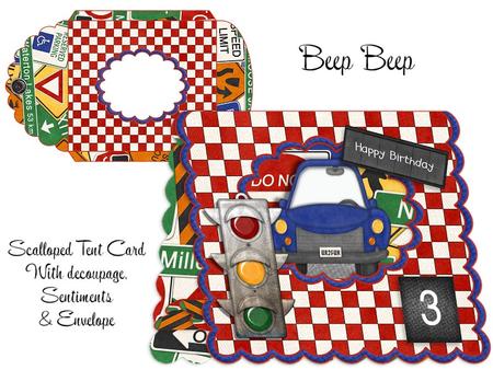 Beep Beep Scalloped Tent Card Kit