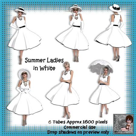 6 Summer Ladies in White Poser Tubes