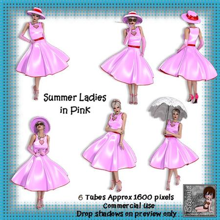 6 Summer Ladies in Pink Poser Tubes