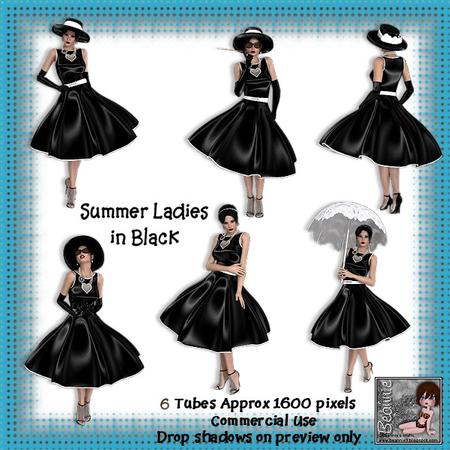 6 Summer Ladies in Black Poser Tubes