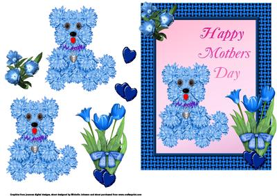 Flower Teddy Card Front Mothers Day