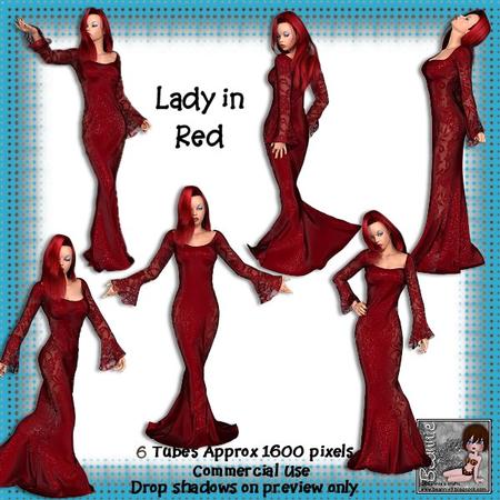 6 Lady in Red Poser Tubes