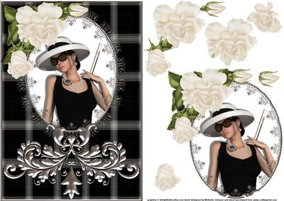 Film Noir Card Front with White Roses