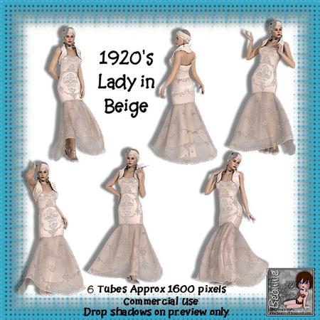 6 1920's Lady in Beige Poser Tubes