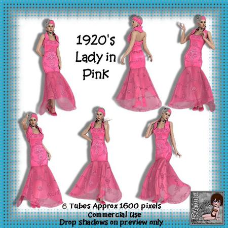 6 1920's Lady in Pink Poser Tubes