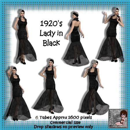 6 1920's Lady in Black Poser Tubes